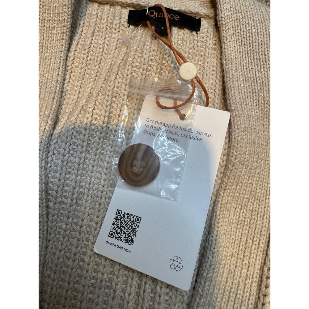 Quince 100% Organic Cotton Oversized Cardigan Oatmeal Beige Large NWT - Picture 7 of 11